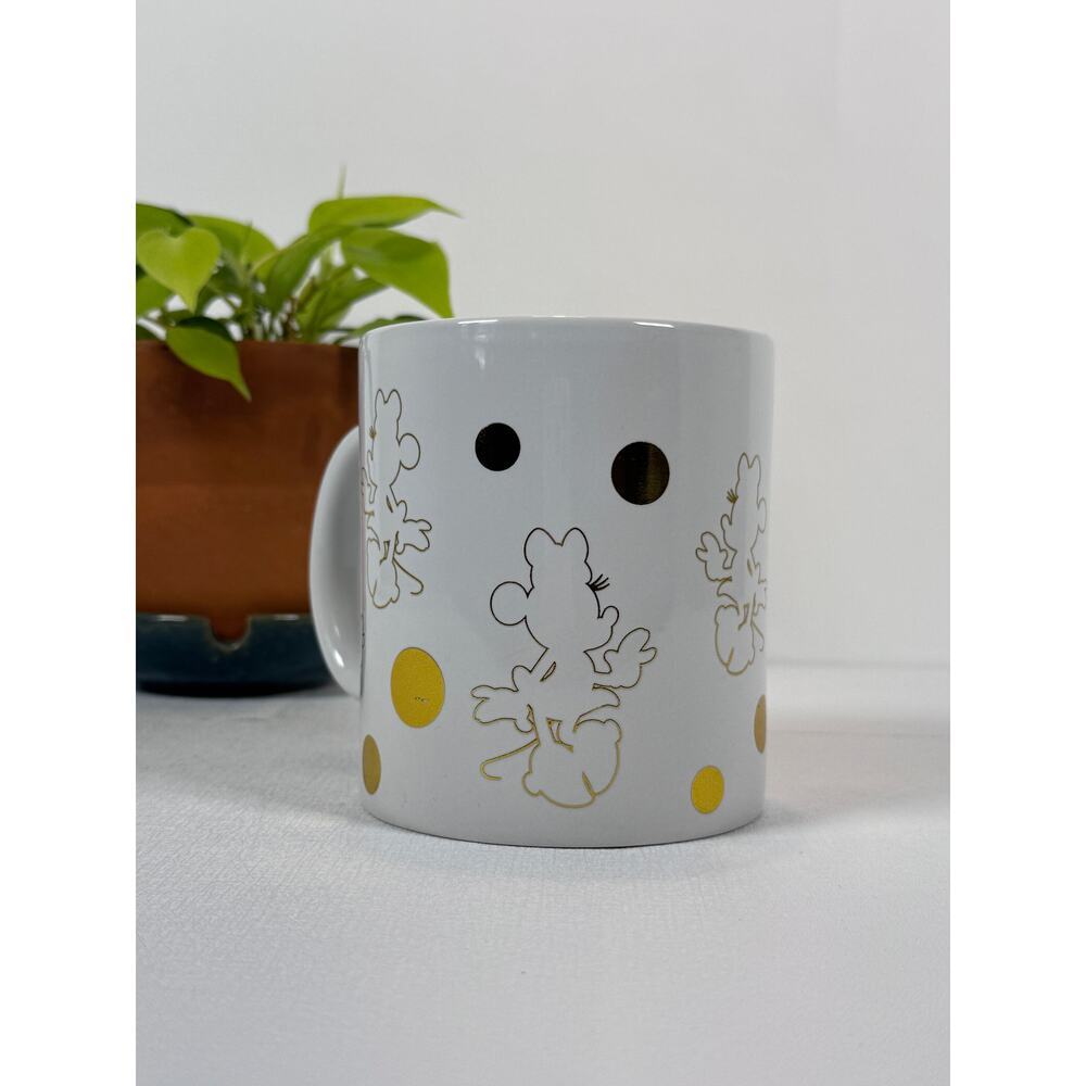 Disney Minnie Mouse Mug Galerie Gold Foil Dots White Ceramic 20oz Coffee Cup - Picture 2 of 5